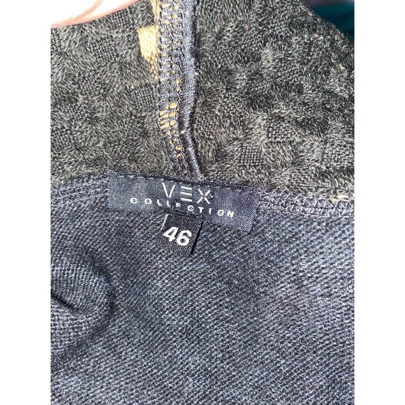 Women's Vex Collection Open Front Drape Gray Wool Blend Cardigan Sweater Size 46 - Picture 10 of 11